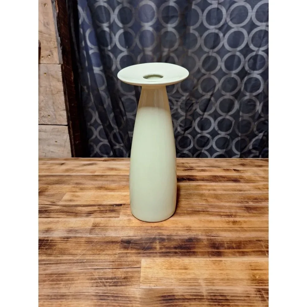 10' MCM Pottery Tilt Head Vase Modern Design Light‎ Green Avocado Vintage Decor